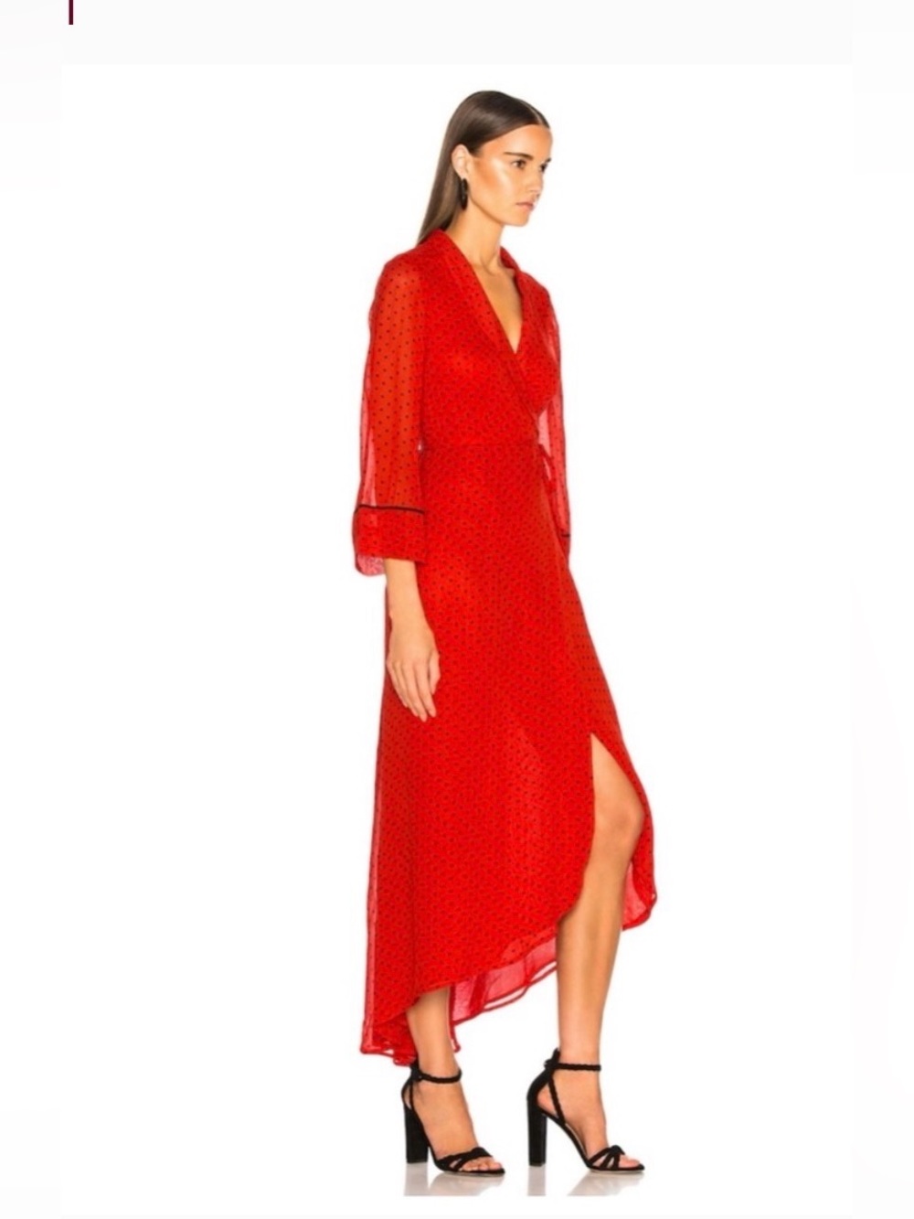 GIANNI Polka Dot Midi Wrap Dress - Picture 2 of 10